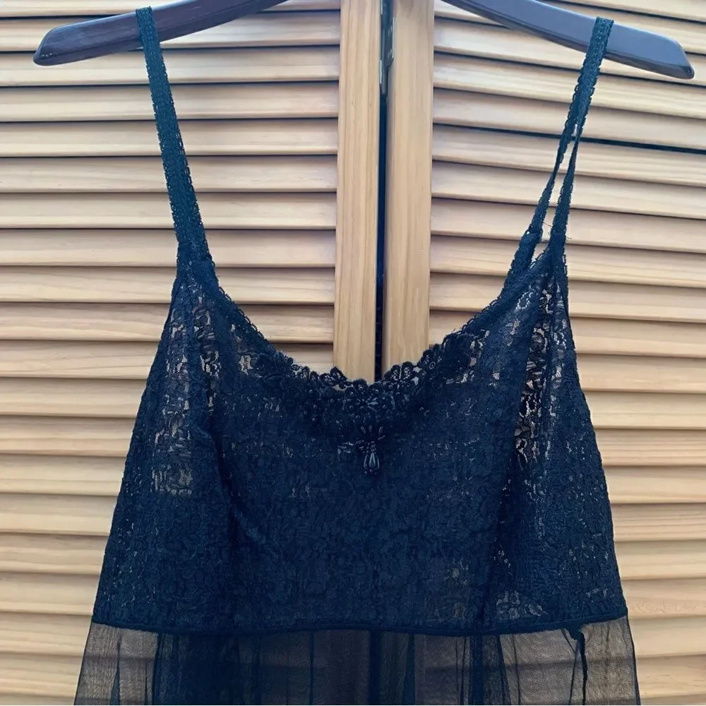 Vintage Lace Black Beaded Slip Size XL - Picture 4 of 6